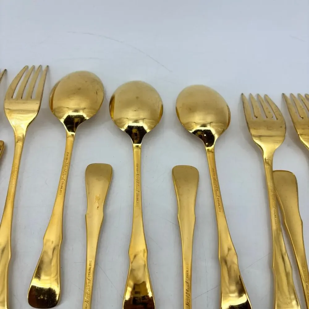 Northland Stainless Gold Spoons Forks Japan 18 Pcs Cottagecore